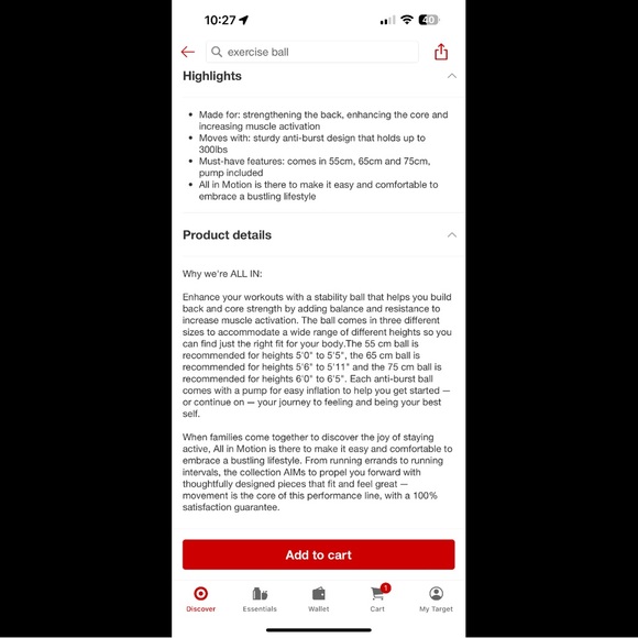 Stability Ball 55cm Blue - All in Motion - Picture 3 of 5